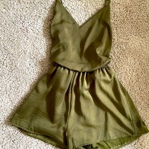 Olive Green Romper W/ Open Back